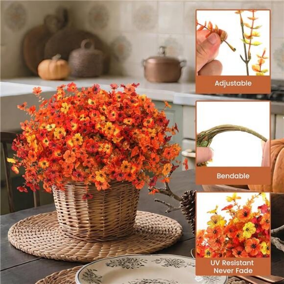 Artificial Fall Flowers for Decoration Fake Flowers Outdoor Artificial Plants - Picture 2 of 7